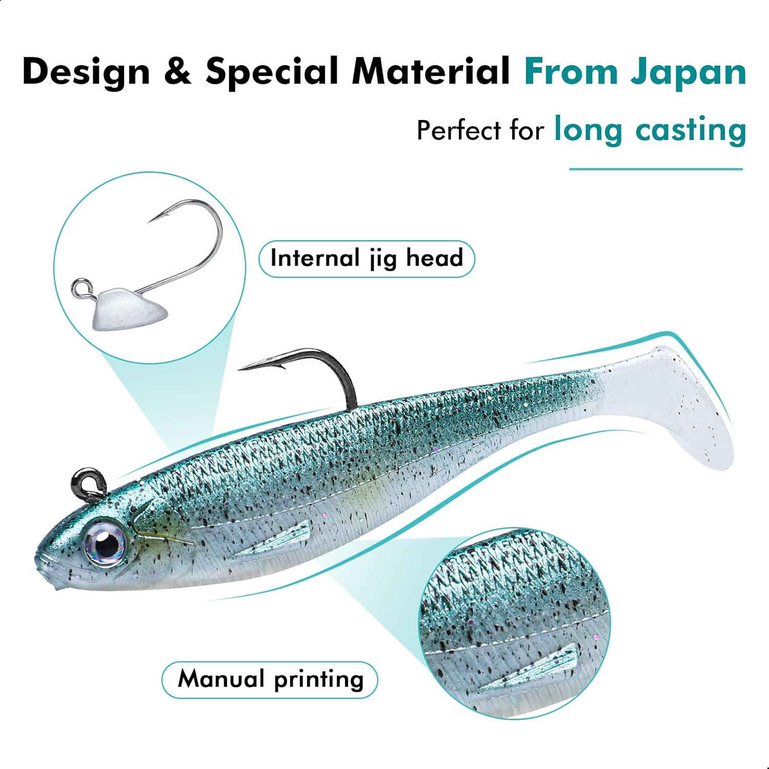 TRUSCEND Fishing Lures for Bass Trout Jighead Lures Paddle Tail Swimbaits Soft Fishing Baits Freshwater Saltwater Jigging Bass Fishing Gear Gifts for Men : Sports & Outdoors