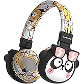 YLFASHION Kids Bluetooth Headphones, 85dB Volume Limit, Ultra-Soft Over-Ear, Built-in Mic, Foldable, Beerus Cartoon Animal Design, Suitable for School & Travel, FM/TF/AUX Supported