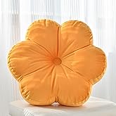 Xuyier Flower Pillow, Flower Shaped Pillow with Velvet for Couch Bed Chair Sofa, Home Decor Floor Seating Cushion Cute Throw Pillows for Living Room Bedroom (15 Inches, Ginger Yellow)