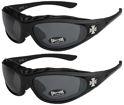 X-CRUZE 2er Pack Choppers 911 Sonnenbrillen Motorradbrille Sportbrille Radbrille mit Polsterung in den Farben schwarz, anthra