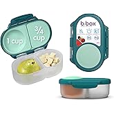 b.box Snack Box - Leakproof Mini Bento Box for Kids & Toddlers, 2 Compartment Snack Containers for Kids, Lunch Containers, Dishwasher Safe, BPA Free, PFAS Free, Ages 4m+, 1 3/4 Cup - Emerald Forest