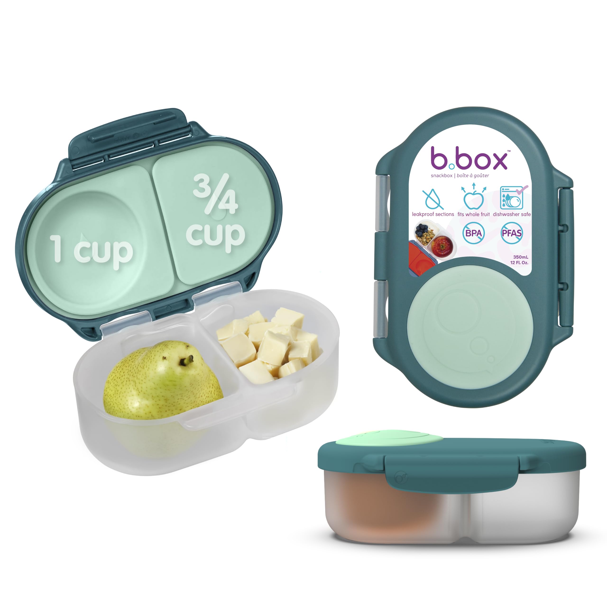 b.box Snackbox | Mini Bento Lunch Box with 2 Leakproof Compartments | Ideal for Toddlers, Kids Lunch & Snacks | Fits Whole Piece of Fruit | BPA Free — image 1
