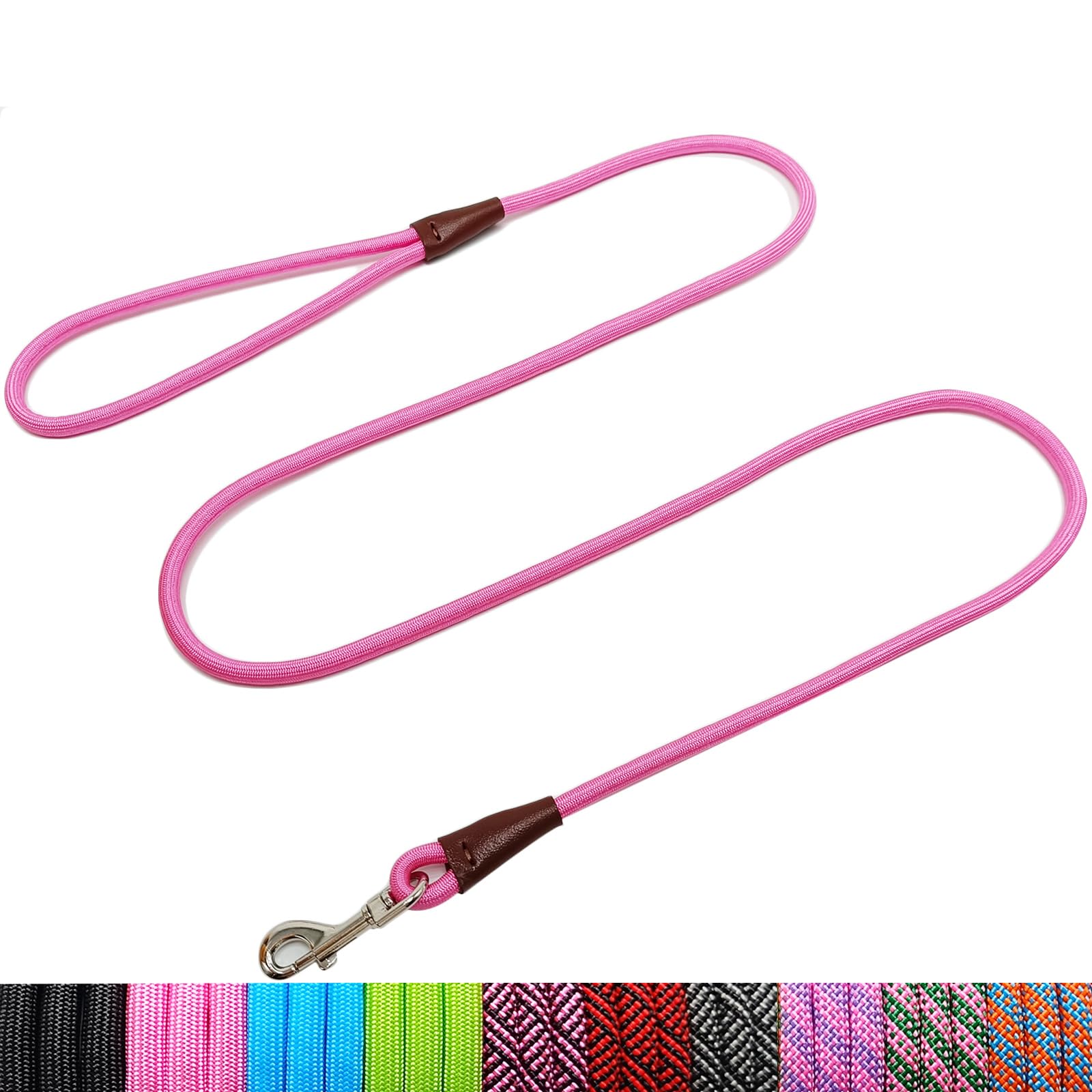Photo 1 of WYuZe 5ft Puppy Leash for Small Dogs, 1/4" Pink Rope Dog Leash with Easy to Use Hook, Lightweight Cat Leashes for Chihuahua/Yorkie/Tiny Breed, 10+ Colors