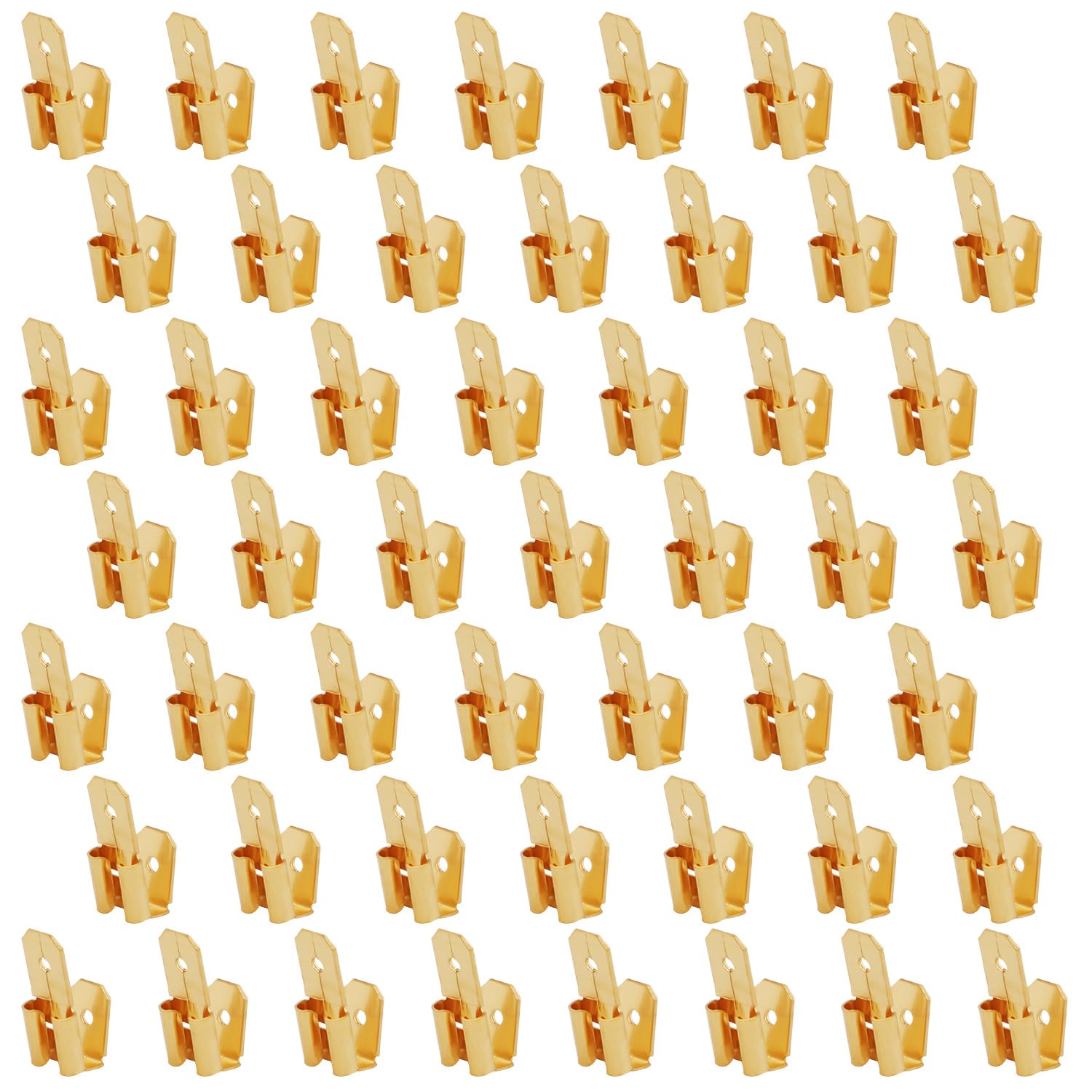 50pcs Electrical Double Male Female Adapter, Piggyback Spade Connectors Piggy Back Terminal Quick Connectors Wire Spade Splitter Insulated Crimp Sleeve Kit to Single Female Brass 3 Way Adapter