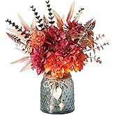 SHINFHOMF Fake Fall Flowers in Vase,Faux Flowers in Vase,Fall Floral Arrangement,Fall Centerpieces for Tables,Artificial Flowers,Kitchen Decor,Coffee Table Decor