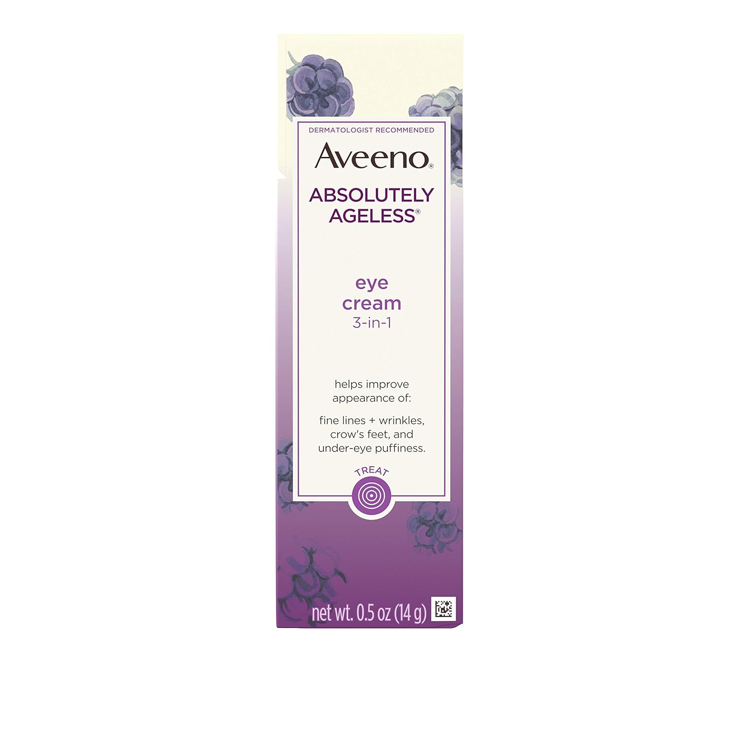 Aveeno Absolutely Ageless 3-in-1 Anti-Wrinkle Eye Cream for Fine Lines & Wrinkles, Crows Feet, & Under-Eye Puffiness, Antioxidant Blackberry Complex, Hypoallergenic, Non-Greasy, 0.5 oz: Beauty