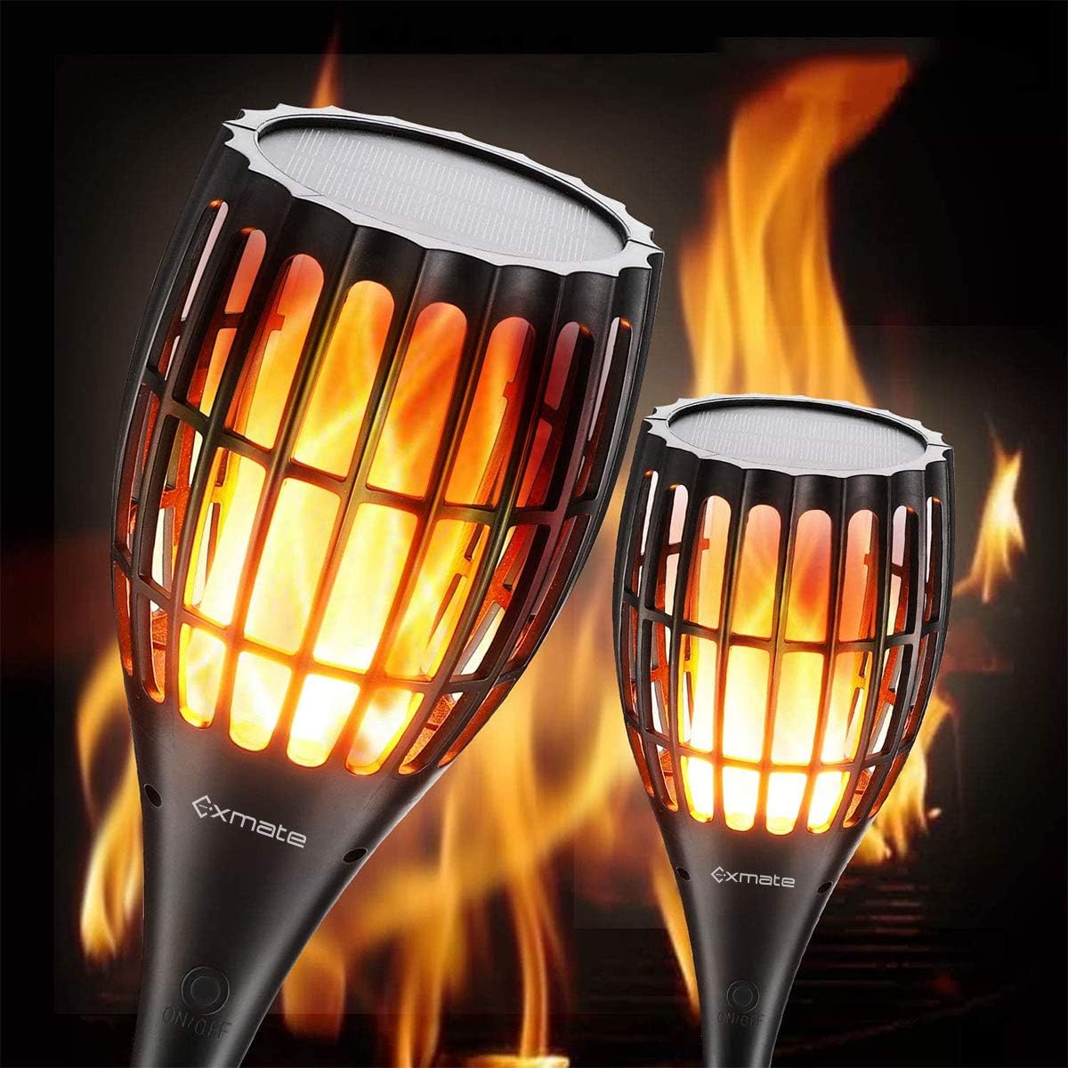 Exmate Solar Torch Light Outdoor, 96 LED Waterproof