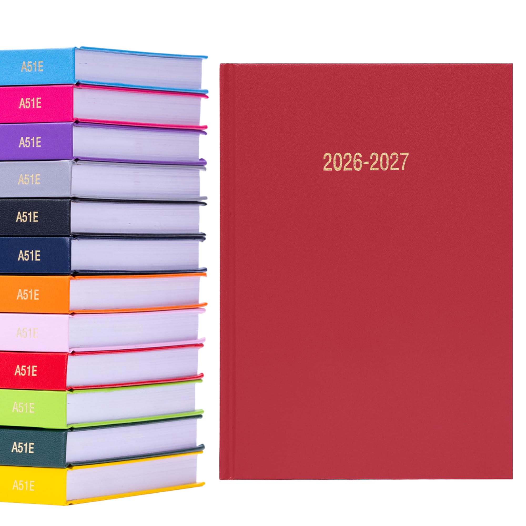 2026 2027 Academic Diary A5 Page a Day - Mid Year Hardback Planner From August 2026 to July 2027 - Student Teacher School Organiser with Ribbon Bookmark (A5, Red)