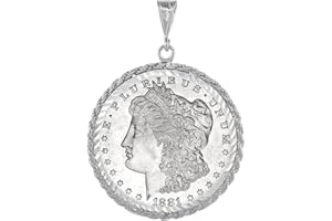 SABRINA SILVER Sterling Silver Dollar Rope Bezel 38 mm Coins Prong Back Diamond Cut for All Silver Dollar Coins Coin NOT Included