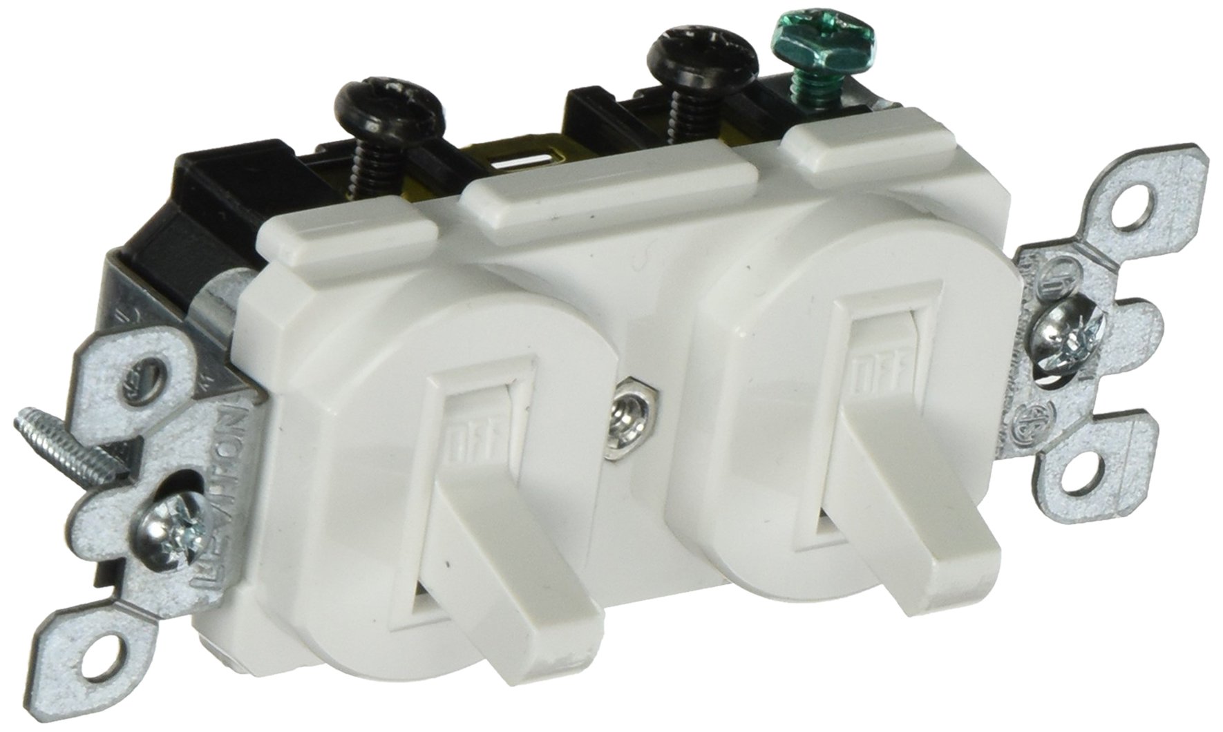 Photo 1 of Leviton 20 Amp, 120/277 Volt, Duplex Style Single-Pole / Single-Pole AC Combination Switch, Commercial Grade, 5334-W, White