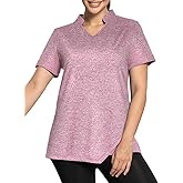 Miss Fortune Women's Polo Shirts, Golf V-Neck Workout Tops, Moisture Wicking Ladies Golf Shirt Losse Fit for Tennis Yoga