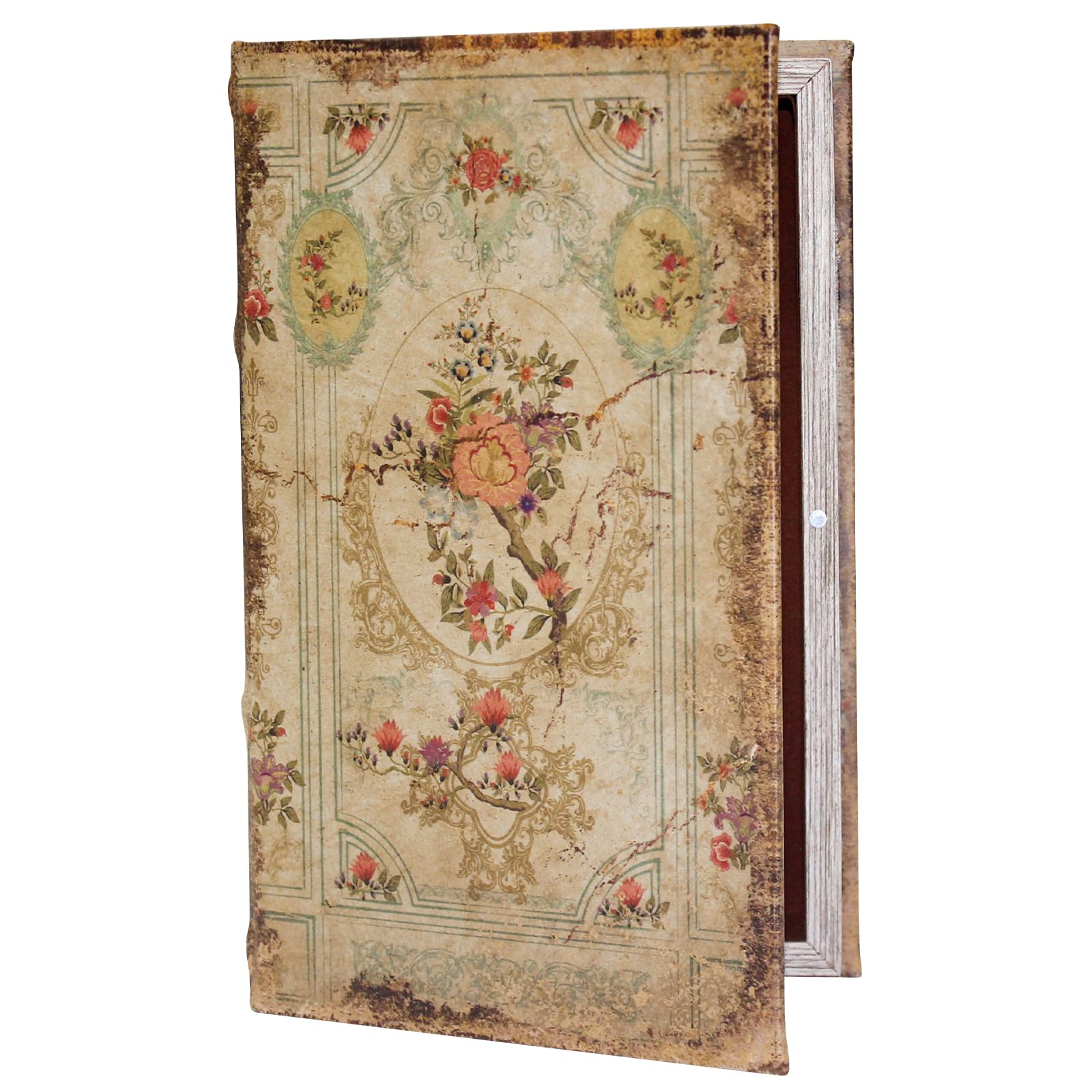 Photo 1 of Microkize Decorative Vintage Book Shaped Trinket Storage Box Rose Pattern -24A-001,French Vintage Book Box Coffee Table Decoration