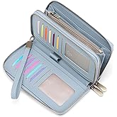 GAEKEAO Wallet for Women Clutch Leather RFID Blocking Wristlet Purse Zip Around Wallets Large Capacity Credit Card Holder