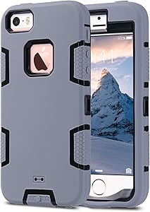 ULAK iPhone SE Case,iPhone 5S Case, iPhone 5 Case, Knox Armor Heavy Duty Shockproof Sport Rugged Drop Resistant Dustproof Protective Case Cover for Apple iPhone 5 5S SE-Grey+Black