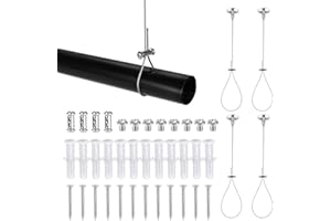 Ceiling Closet Rod Support Kit, Premium Adjustable Ceiling Curtain Pole Shelf Shower Mount Brackets Durable Wardrobe Pipe Hol