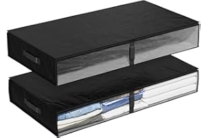 SUOCO 2 Pack Durable Under Bed Storage Containers, 75L Large Foldable Underbed Storage Bags Bins Drawers Organizer for Bedding, Clothing, Shoes