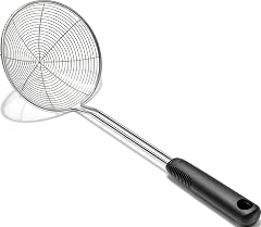 OXO Good Grips Stainless Steel Spider Scoop & Strain Skimmer | Wire-Coil Spider Skimmer, Deep Open Basket, Long Angled Handle