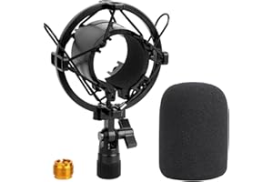 WIBOND AT2020 Shock Mount with AT2020 Pop Filter, Microphone Shock Mount Compatible for Audio Technica AT2020 AT2035 ATR2500 Microphone