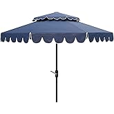 Safavieh Outdoor Venice 9-Foot Round Double Top Crank UV Protected Umbrella