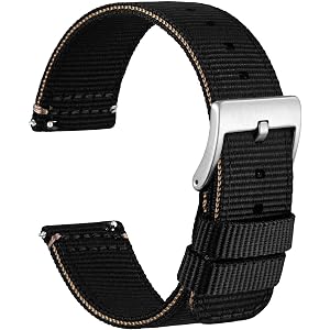 WOCCI Nylon Watch Bands, Contrast Woven Design, Quick Release, Stainless Steel Buckle, Band Width 20mm 22mm 24mm 26mm