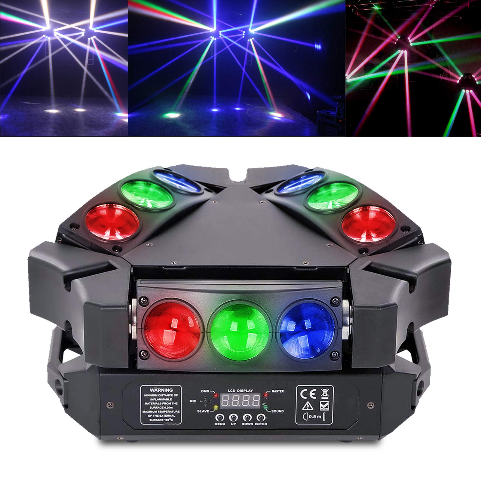 Disco Rainbow Moving Head Party Lights, Sound Activated Stage Light With Spider Sweeper Beam, Perfect For DJs & Raves