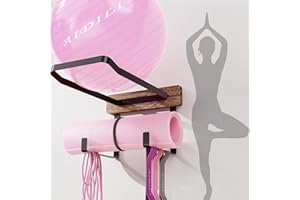 AIDILI Yoga Ball Holder Wall Mount, 2 Tier, 13.4*18.1 inches, Black, Holds Multiple Balls & Accessories, Perfect for Home Gym or Fitness Class