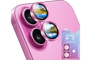 BIHAIPE Camera Lens Protector for iPhone 16 / iPhone 16 Plus,Rear Camera Screen Cover,1 Step Installation Tray/UHD/Ultra-thin/Military Grade Shatterproof/Scratch Resistant/Case-Friendly/9H Tempered Glass,Pink