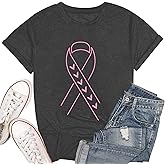 Breast Cancer Shirts for Women Pink Ribbon Breast Cancer Awareness T-Shirt Short Sleeve Tee Tops