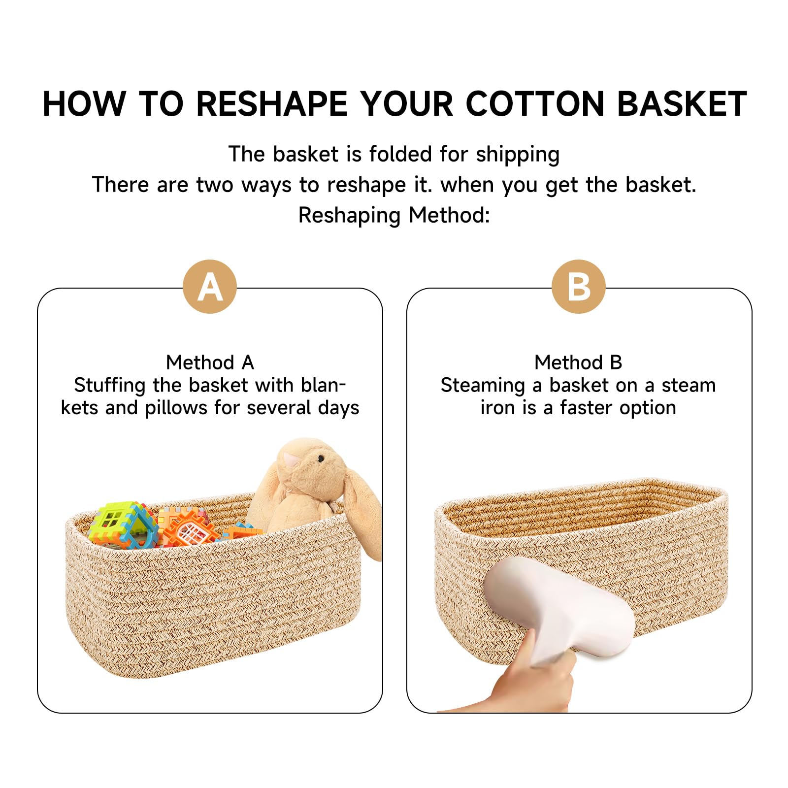 Small Storage Baskets for Organizing | Closet Organizer Bins | Shelf Toy Basket | Woven Rope Baskets | Cube Decorative Box | Shallow Basket | 11.5x7.5x4.7” | 3 Packs Mixed Brown