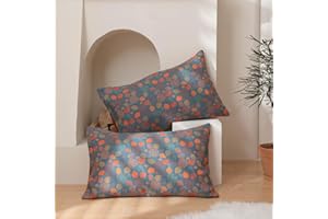 Purefair 100% Cotton Muslin Pillow Shams Set of 2 Jacquard Rustic Floral Leaves Pillow Covers, Soft 3 Layers Gauzy Reversible Pillow Protectors, 20"x30"