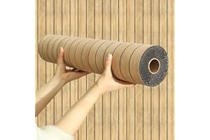 Chejiaye Wood Grain Slat 3D Wall Panel -15.75"x118"Soundproof Self-Adhesive Wall Sticker,Thickened Moisture Resistant Removable PVC Slat Wallpaper &Foam Paneling for Wall,Ceiling(Dark Brown,13Sq.ft)