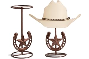 HYDERMUS Cowboy Hat Stand, Hat Display, Western Horseshoe Decor, Cowboy Hat Holder, Hat Stands for Display Tabletop, Cowboys Gifts for Men, Desk Hat Rack for Fedora, Sun Hats,Straw Hats, Iron, Bronze, 2 Packs