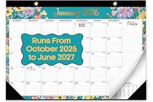 Desk Calendar 2026 – 21-Month Floral Desktop Planner (Oct 2025 – Jun 2027), Large 17" x 12" Wall & Desk Calendar for Home, Sc