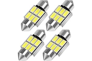 TORIBIO 31mm LED Bulbs 6000K Pure White Bright Interior Car Lights Error Free CANBUS 6-SMD 5730 Chipsets 3175 Festoon Dome Lights, De3021 De3175 LED Bulbs 4pcs