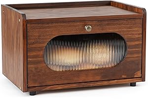 Sunhoo Bread Box for Countertop Wooden Bread Storage Bin Container Kitchen Counter Breadbox Saver Keeper Stackable Organizer 