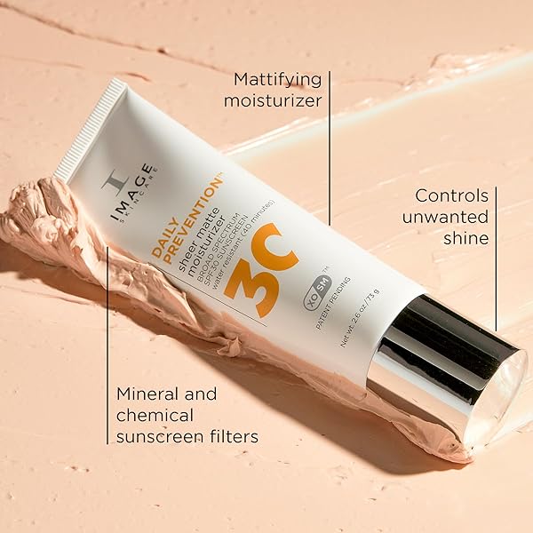 IMAGE SKINCARE DAILY PREVENTION SHEER MATTE MOISTURIZER, SPF 30 BROAD SPECTRUM SUNSCREEN FOR SHINE CONTROL, 2.6 OUNCES