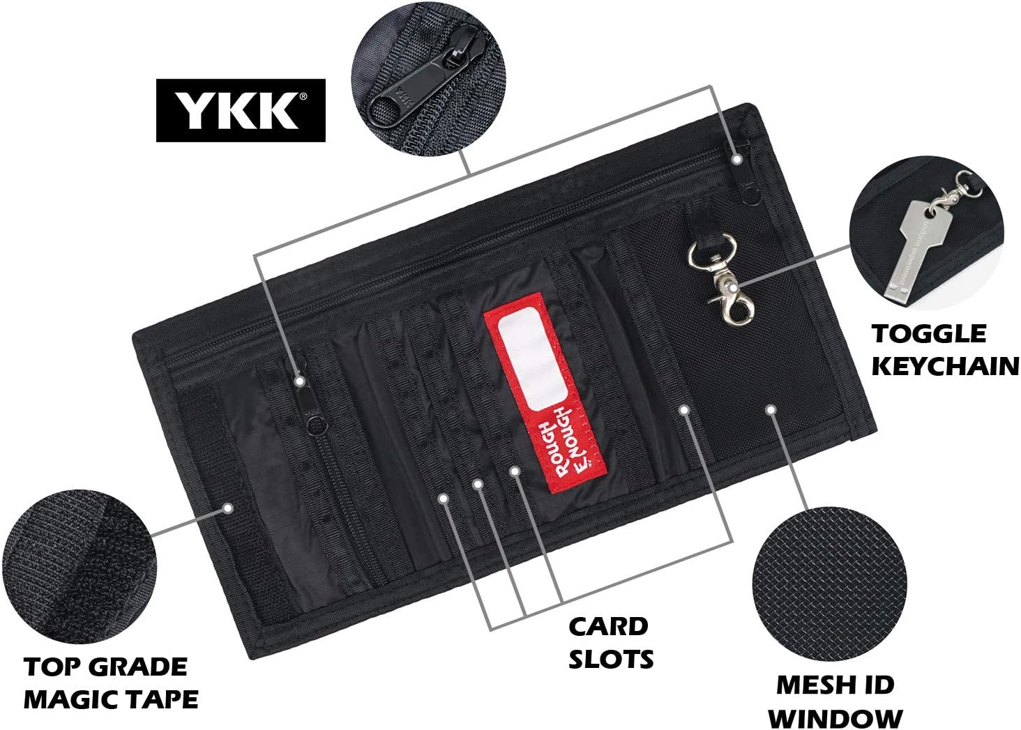 Rough Enough Lanyard Boys Kids Wallet for Teenage Boy with Coin Pocket Credit Card Holder Zipper in Trifold Personalised Mens Wallet Key - Image 5
