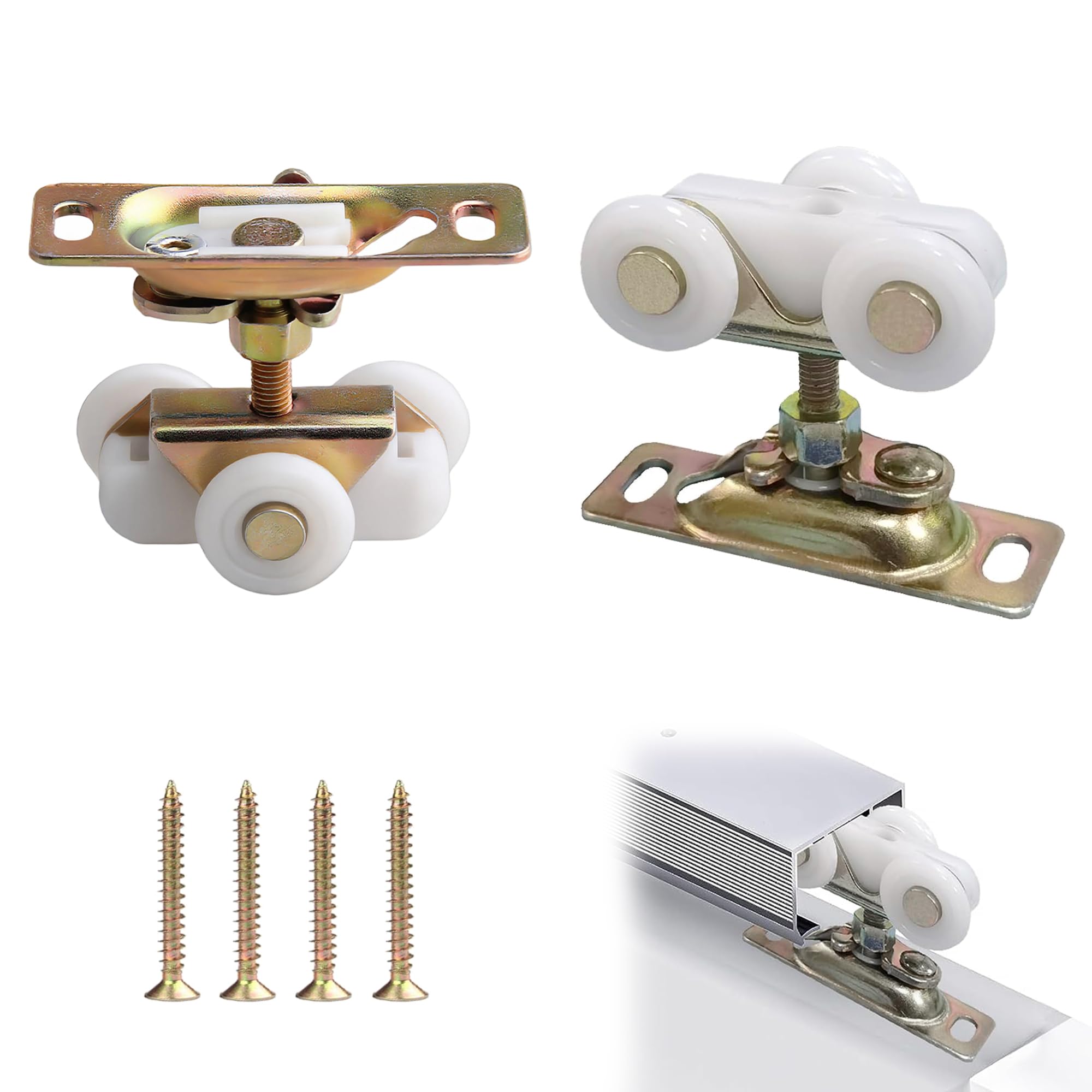 2 Pack 3/4 Inch Sliding Pocket Door Rollers Assembly Nylon Wheels Pocket...