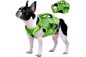 Kuoser Dog Life Jacket High Flotation, Reflective Dog Life Vest for Swimming Boating, Adjustable Small Medium Large Dog lifejacket, Lightweight Dog Life Preserver Rescue Handle Spring Summer Pool