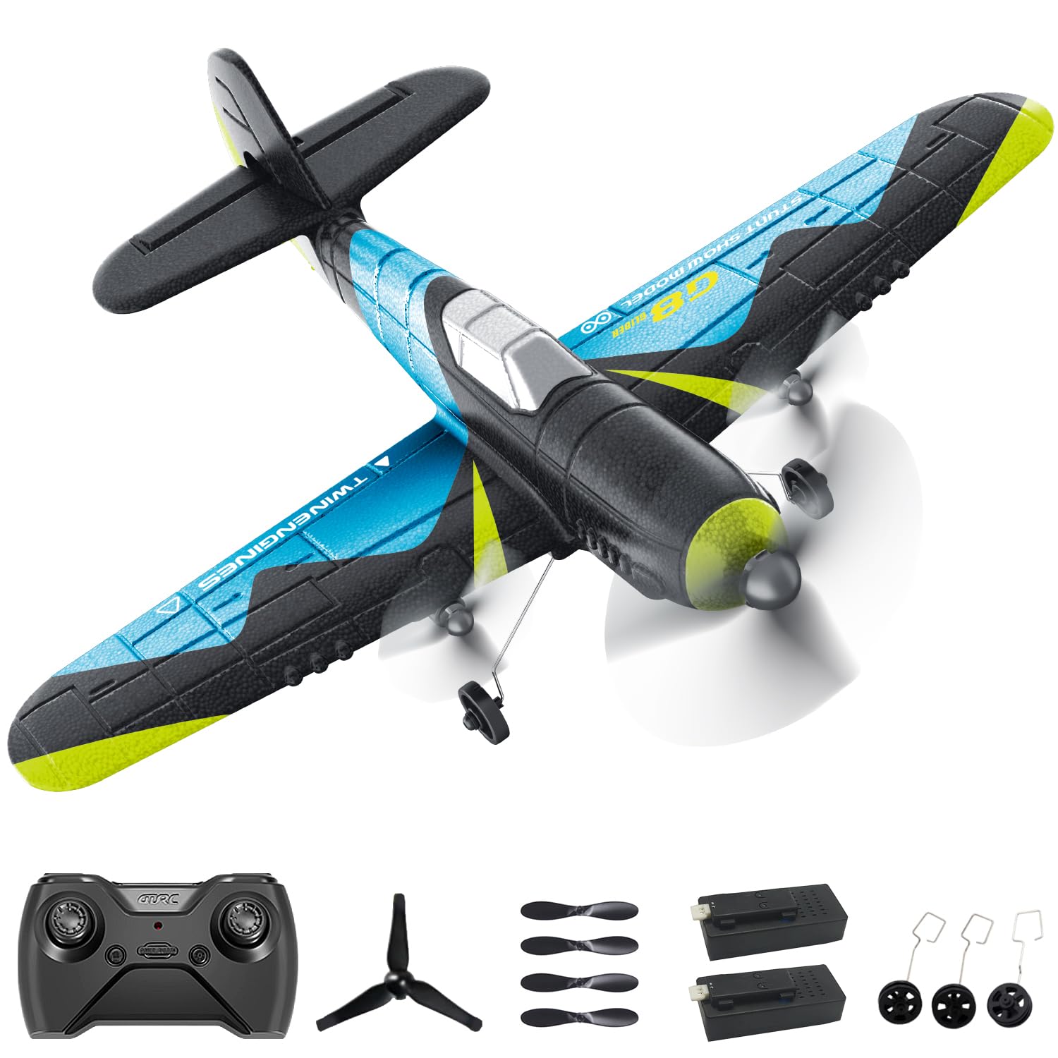 Photo 1 of QuirkyGlee 3CH RC Airplane, RC Plane P51D Mustang Glider, Remote Control Airplane w/Xpilot Stabilization System Easy to Fly for Beginners, Remote Control Plane Toy