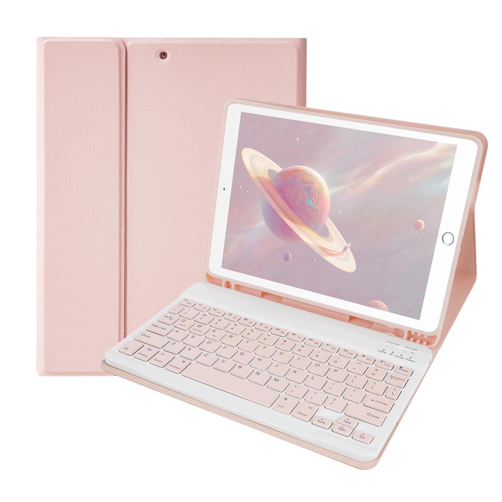 Lively Life iPad Keyboard Case - 9.7 inch, Detachable Bluetooth Keyboard for iPad Pro/Air, Auto Wake/Sleep & Built-in Pencil Slot - Pink