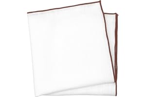 BELLUNO White Pocket Square with Embroidered Edge