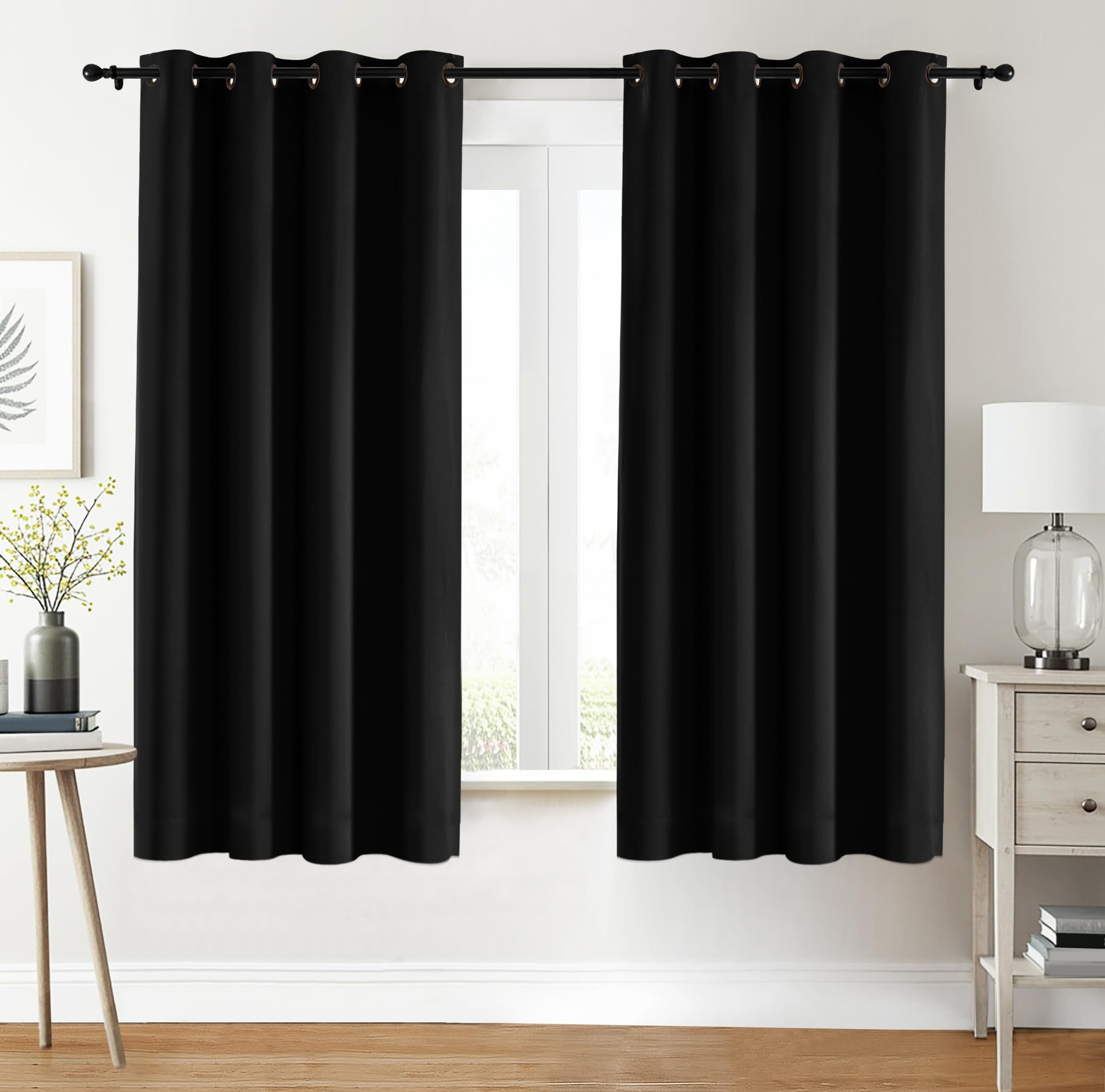 Utopia Bedding Blackout Curtains Grommet Thermal 2 Panels Drapes [Black, 46 x 72 Inches] Sound Insulated Curtain for Bedroom and Living Room — image 1