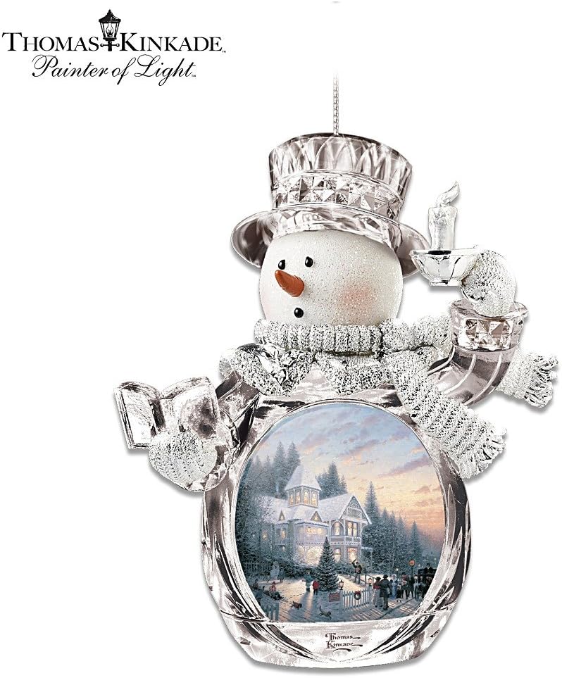 Thomas Kinkade Holiday Memories Crystal Snowman Ornament