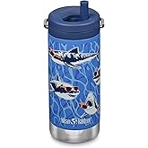 Klean Kanteen TKWide Insulated Coffee Tumbler with Café Cap - Stainless Steel Coffee Tumbler - Sharks in Shades