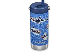 Klean Kanteen TKWide Insulated Coffee Tumbler with Café Cap - Stainless Steel Coffee Tumbler - Sharks in Shades