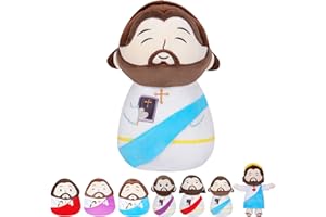 NIUBEHOHO Jesus Stuffed Animal Religious Gifts - My Friend Jesus Plush Doll First Communion Stuffed Animal Bible Pillow Book Perfect for Kids' Gift Toy Pillows Blue 11 Inch