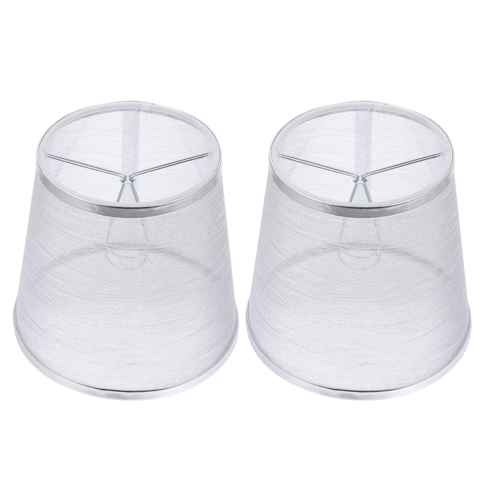 Uonlytech Fabric Lampshade Clip on Bulb Barrel Fabric Lampshade Protection Lamp Cover for Table Lamp Chandelier Wall Light Candle Lamps Floor Lamp (Silver)