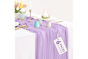 6 Pack Light Purple Cheesecloth Table Runners, 10Ft Rustic Lilac Gauze Table Runner Boho Cheese Cloths Table Runner for Weddi