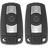 X AUTOHAUX 2pcs 315MHz KR55WK49127 Replacement Smart Proximity Keyless Entry Remote Car Key Fob for BMW 1 3 5 6 Series 2006-2014 3 Buttons with Door Key 46 Chip